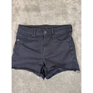 American Eagle Hi-Rise Shortie Black Denim Cutoff Shorts Next Level Stretch 8
